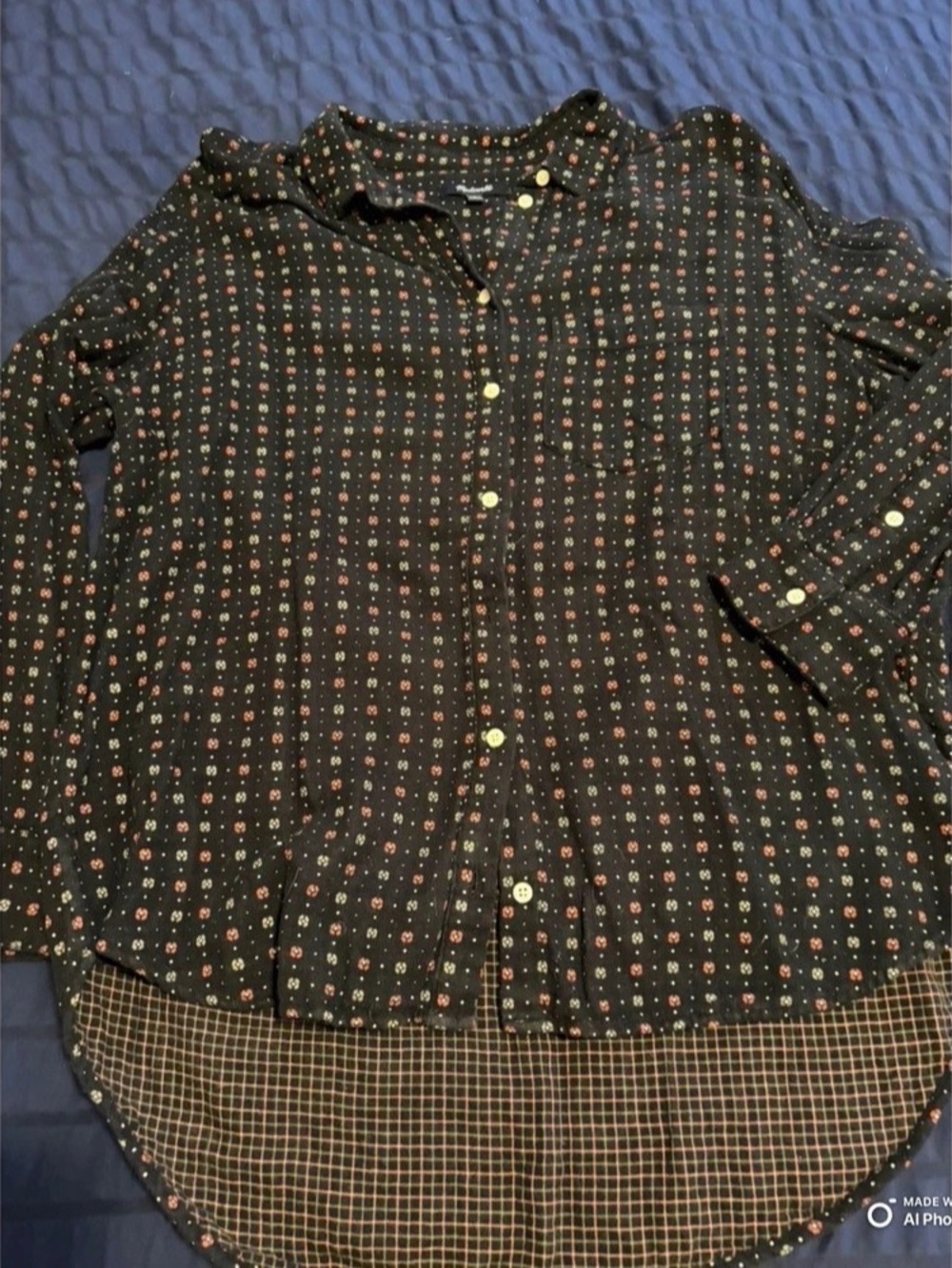 Madewell Floral Button-Down Shirt in Blue & Red